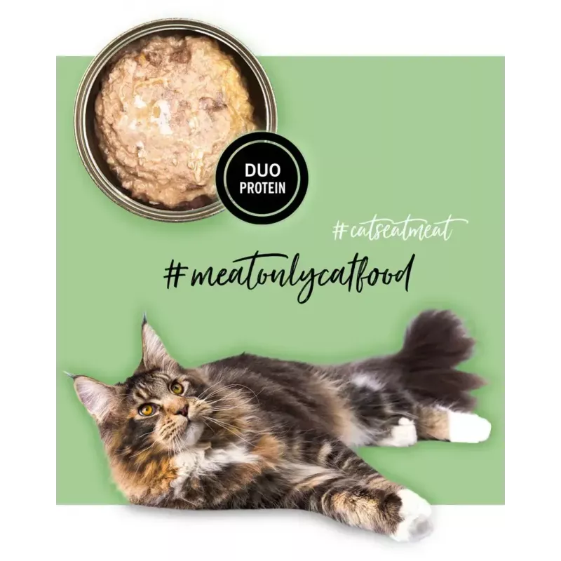 Nassfutter für Katzen 3coty Huhn mit Gans 80 g Beutel, Alleinfutter für ausgewachsene Katzen, 19% Protein, 12% Fett, getreidefrei