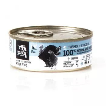 Nassfutter für Katzen 3coty Truthahn mit Huhn für Kätzchen 80 g – Ergänzungsfuttermittel, 19 % Protein, 68,1 % Feuchtigkeit