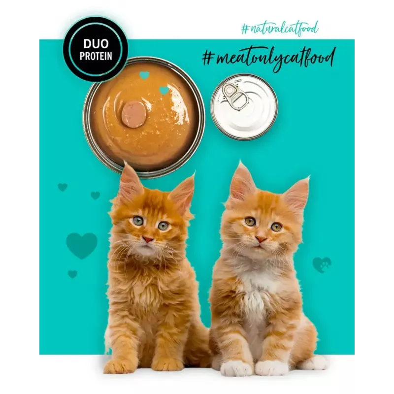 Nassfutter für Katzen 3coty Huhn mit Ente für Kätzchen 80 g Beutel, Alleinfuttermittel, Protein 20 %, Fett 9 %