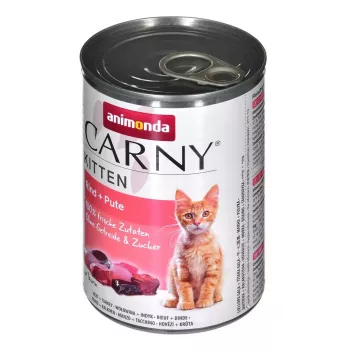 Nassfutter für Katzen animonda Carny Kitten Rind & Truthahn 400 g Dose, 80 % Feuchtigkeit, 10,5 % Protein, für junge Kätzchen