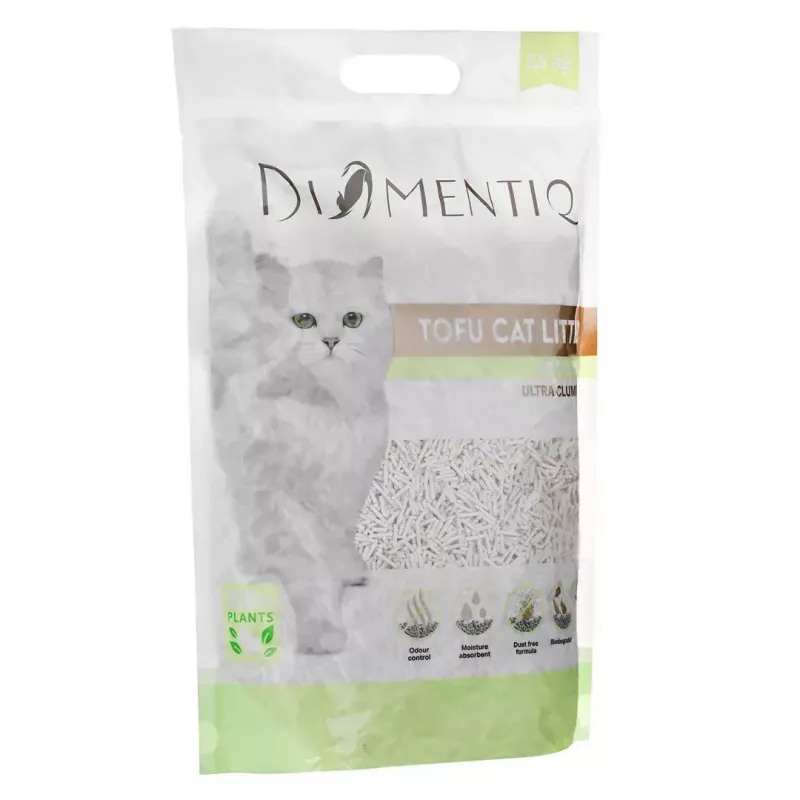 Klumpendes Tofu-Katzenstreu DIAMENTIQ Matcha Ultra, Erbsenfaser, staubfrei, 2,5 kg
