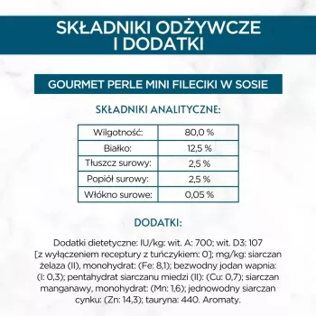 Nassfutter für Katzen Purina Nestlé GOURMET Perle Mini Filets in Sauce, Beutel 60 x 85 g, ausgewachsene Katzen, 80% Feuchtigkeit