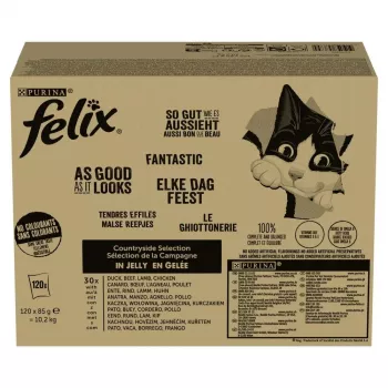 Nassfutter Purina Nestlé PURINA Felix Countryside Selection Multipack 120×85 g Beutel, ausgewachsene Katzen, gemischte Sorten, glutenfrei