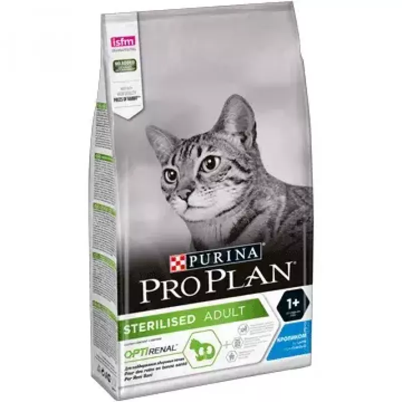 Trockenfutter für Katzen Purina Pro Plan Sterilised OPTIrenal Adult Rabbit 1,5 kg – Nierenunterstützung, 41 % Protein, 12 % Fett