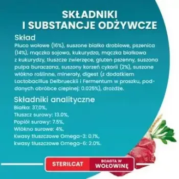 Trockenfutter für Katzen Purina Nestlé One Sterilcat Rind 9,75 kg — ausgewachsene sterilisierte Katzen, 37 % Protein
