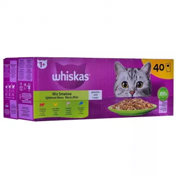 Nassfutter für Katzen Whiskas Mix Favourites in Gelee, 40 x 85 g Dosen, Thunfischgeschmack, ausgewachsene Katzen