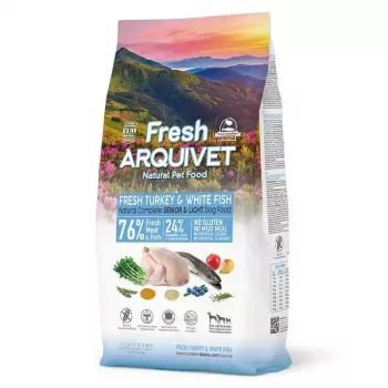 Trockenfutter für Hunde ARQUIVET Fresh Senior & Light Truthahn und Fisch, 10 kg, 26% Protein, 10% Fett