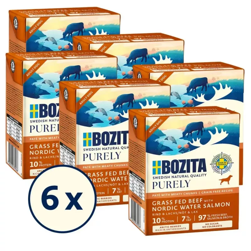 BOZITA Purely Nassfutter für Hunde Rind & Lachs Adult 370 g, getreidefrei, für alle Rassen