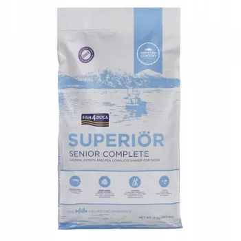 Trockenfutter für Hunde FISH4DOGS Superior Senior Medium Salmon — 12 kg, getreidefrei, für mittelgroße ältere Hunde