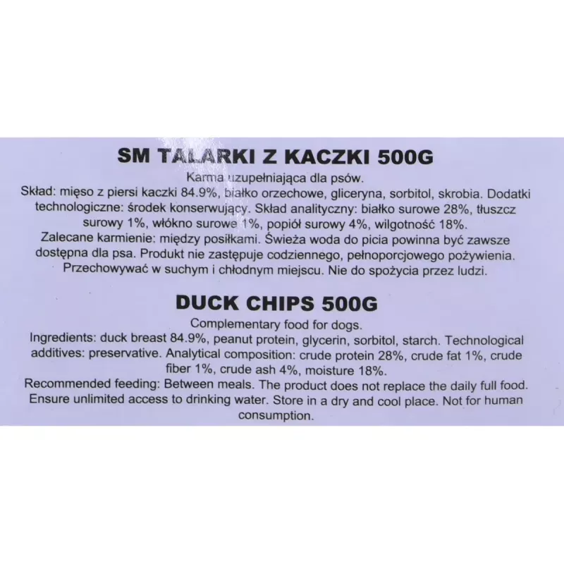 Hundesnack MACED Entenchips 500 g — Einkomponenten-Entensnack, 500 g, Protein 28 %, Fett 1 %