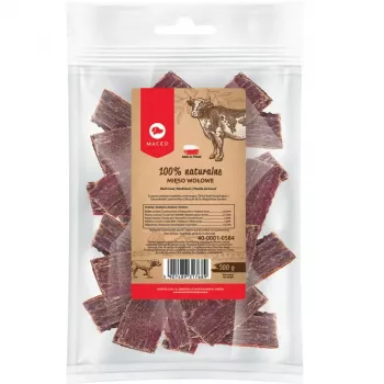 Nassfutter für Hunde MACED Beef 100% Nature, 500 g — ausgewachsene Hunde, Protein 56,9%, Fett 21,5%, Feuchtigkeit 10,1%