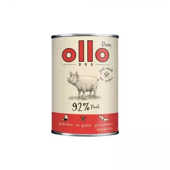 Nassfutter für Hunde OLLO Pure Pork 850 g — Alleinfuttermittel, Monoprotein, 17 % Protein, 11,5 % Fett, 63 % Feuchtigkeit