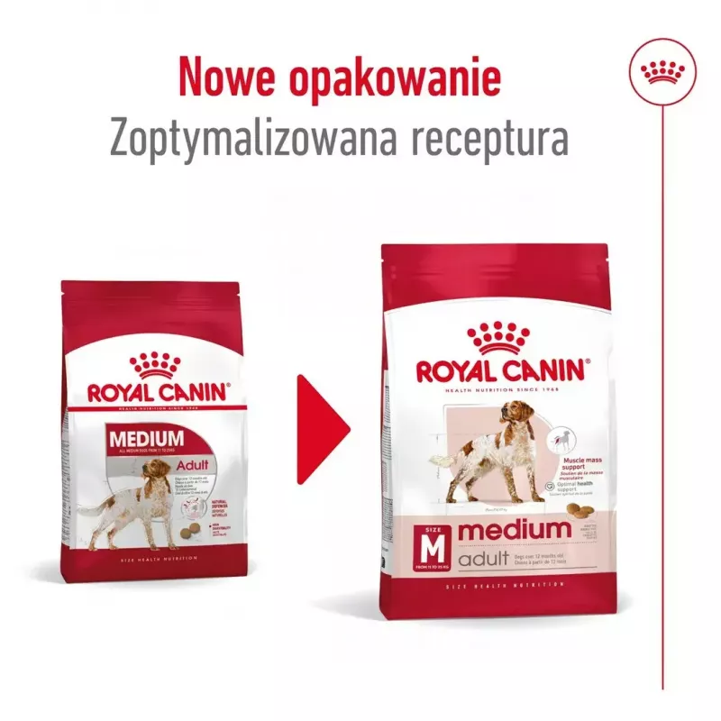 Trockenfutter für Hunde Royal Canin Medium Adult – Huhn & Schwein, 4 kg; Protein 25 %, Fett 14 %