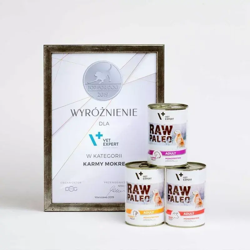 Nassfutter für Hunde VETEXPERT RAW PALEO Adult Monoprotein Truthahn 800 g Dose, getreidefrei, glutenfrei, bei Futtermittelallergien