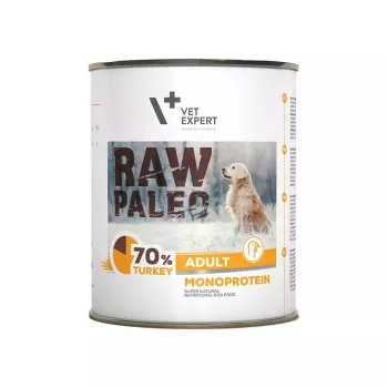 Nassfutter für Hunde VETEXPERT RAW PALEO Adult Monoprotein Truthahn 800 g Dose, getreidefrei, glutenfrei, bei Futtermittelallergien