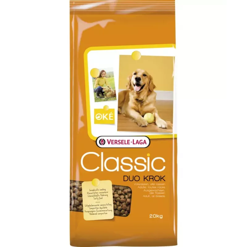Trockenfutter VERSELE-LAGA Senior Duo Krok 20 kg — Geflügel, 22 % Protein, 8 % Fett, ausgewachsene Hunde