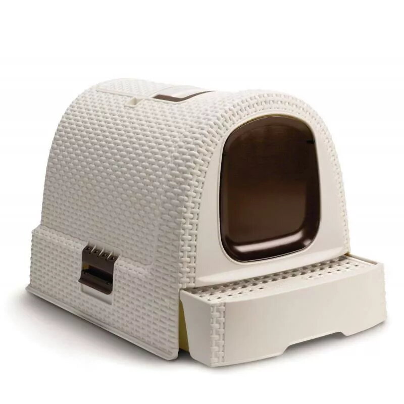 Geschlossene Katzentoilette Curver 198849, Technopolymer, creme, abnehmbarer Deckel, 385×510×395 mm