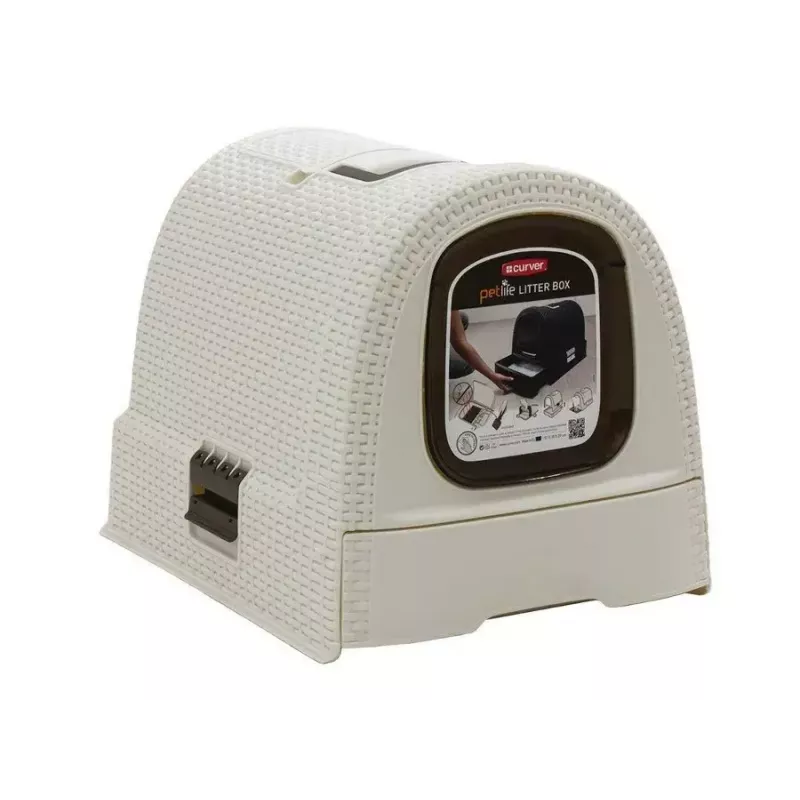 Geschlossene Katzentoilette Curver 198849, Technopolymer, creme, abnehmbarer Deckel, 385×510×395 mm