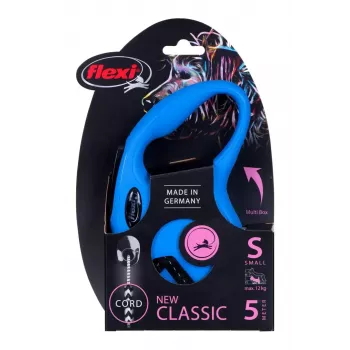 Rollleine Flexi New Classic S — Schnur, 5 m, Einzelleine, blau, max. Belastung 12 kg