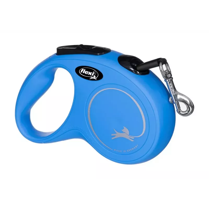 Rollleine Flexi New Classic S, Schnurleine, 5 m Länge, für kleine Hunde 5–10 kg, max. Belastung 15 kg, blau