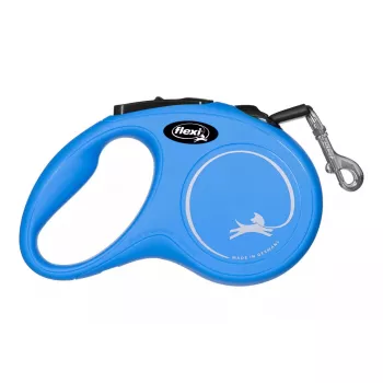 Rollleine Flexi New Classic S, Schnurleine, 5 m Länge, für kleine Hunde 5–10 kg, max. Belastung 15 kg, blau