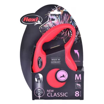 Rollleine Flexi New Classic M, Schnurleine, mittlere Größe, 8 m, max. Belastung 20 kg, schwarz