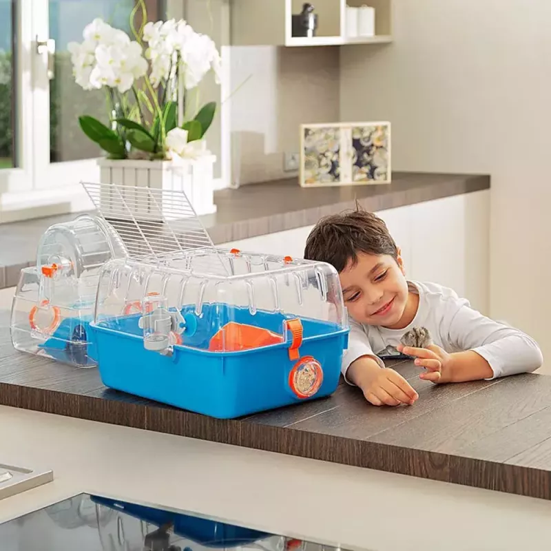 Käfig FERPLAST Combi 2 für Hamster, Blau Transparent, B795×T295×H263 mm, Technopolymer