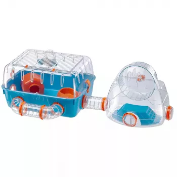 Käfig FERPLAST Combi 2 für Hamster, Blau Transparent, B795×T295×H263 mm, Technopolymer