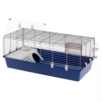 Käfig FERPLAST Rabbit 120 Blau — Metall- und Kunststoffkäfig für Kaninchen 1180×585×495 mm, für Kaninchen 5–9,9 kg