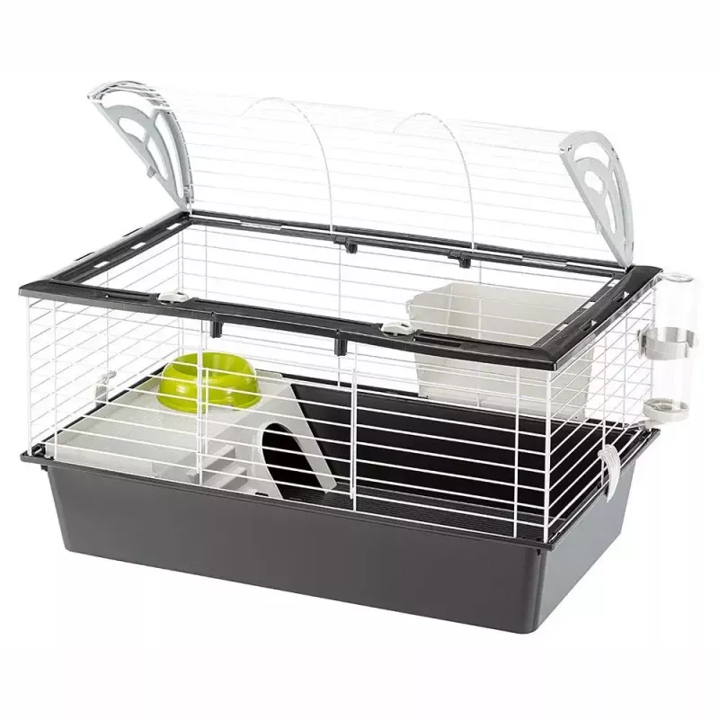Käfig FERPLAST Casita 80 für Meerschweinchen 780×480×500 mm, Metall und Kunststoff, grau/schwarz-weiß