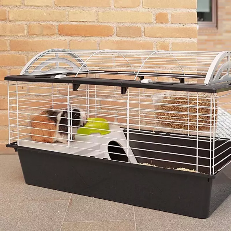 Käfig FERPLAST Casita 80 für Meerschweinchen 780×480×500 mm, Metall und Kunststoff, grau/schwarz-weiß