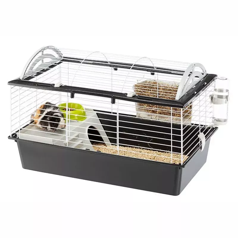 Käfig FERPLAST Casita 80 für Meerschweinchen 780×480×500 mm, Metall und Kunststoff, grau/schwarz-weiß