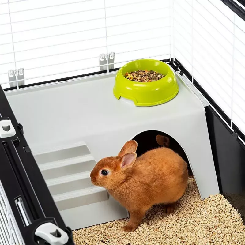 Cage FERPLAST Casita 120 für Kaninchen und Meerschweinchen, Metall/Kunststoff, 1190×580×600 mm, Weiß/Taupe