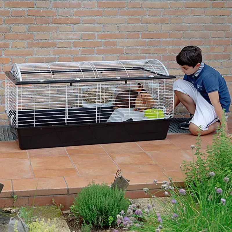 Cage FERPLAST Casita 120 für Kaninchen und Meerschweinchen, Metall/Kunststoff, 1190×580×600 mm, Weiß/Taupe