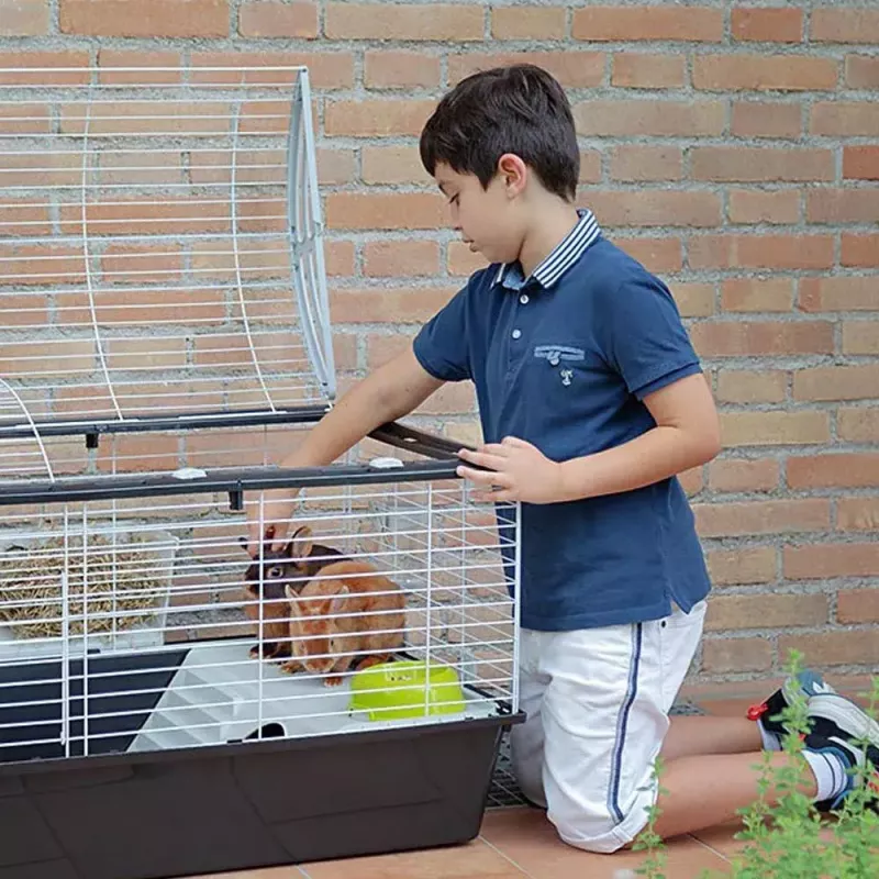 Cage FERPLAST Casita 120 für Kaninchen und Meerschweinchen, Metall/Kunststoff, 1190×580×600 mm, Weiß/Taupe