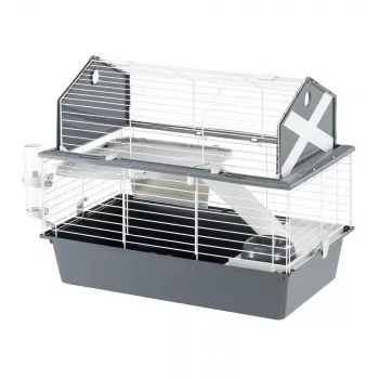 Käfig FERPLAST Barn 80 Kaninchen Grau Weiß — 780×480×650 mm, Metall & Kunststoff, inklusive Napf