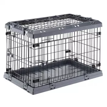 Hard-Hundetransportbox FERPLAST Superior 770×510×550 mm – Metall-/Kunststoffkäfig für kleine Hunde 5–9,9 kg, schwarz