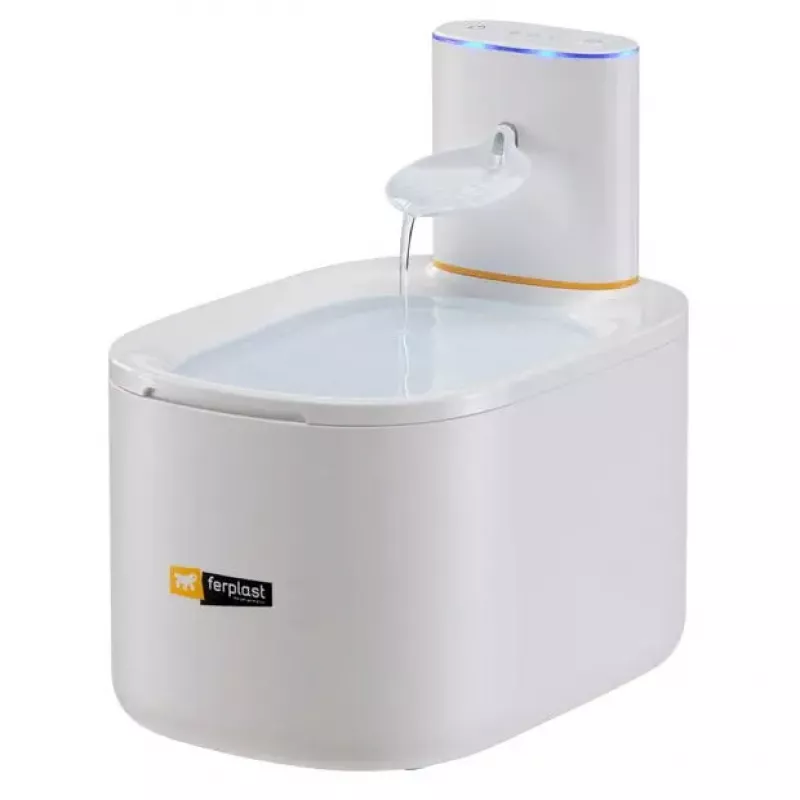 Haustierbrunnen FERPLAST ASTRA 3L mit Bewegungssensor — 3 l Technopolymer, Batterie-/DC-Betrieb, 3-stufige Filtration