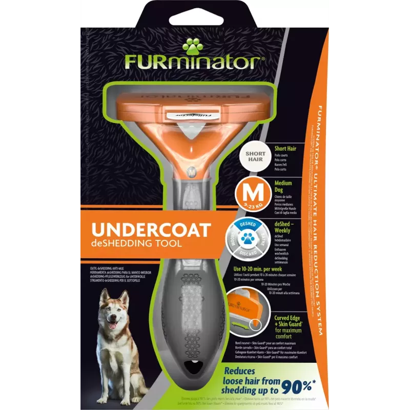 Entfilzungspinsel FURminator FUR151388 für mittelgroße Hunde (10–25 kg), kurzes Fell, grau orange