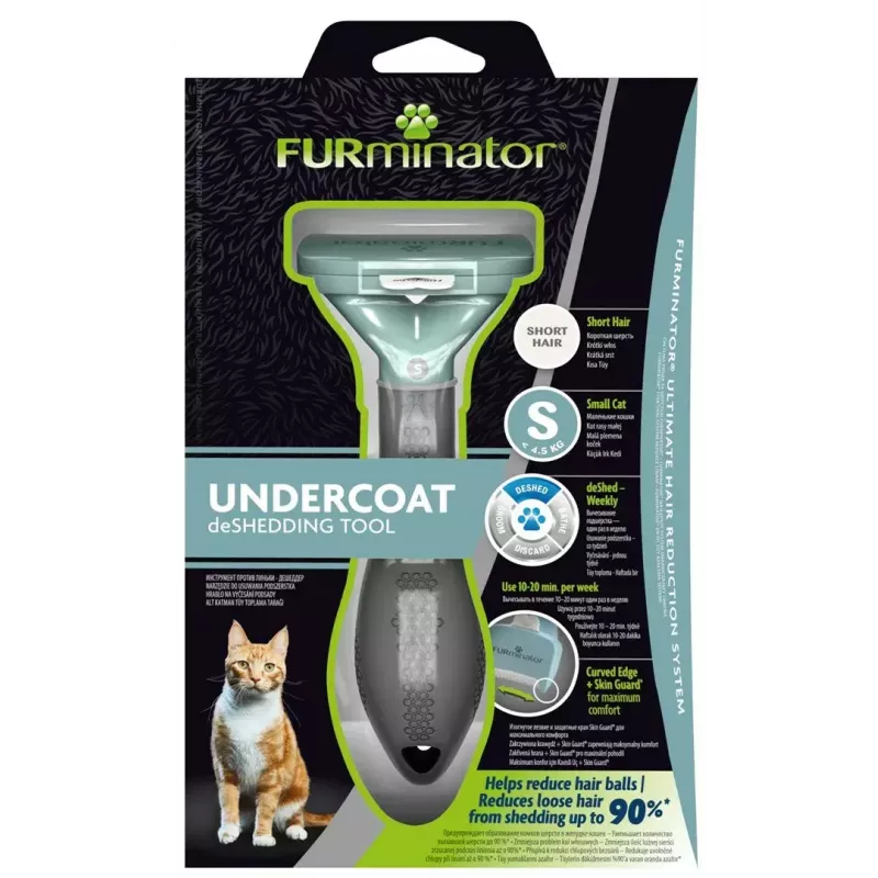 FURminator Katzenbürste FUR151296 — kleine Größe für langhaarige Katzen kleiner Rassen, schwarz, 200 g