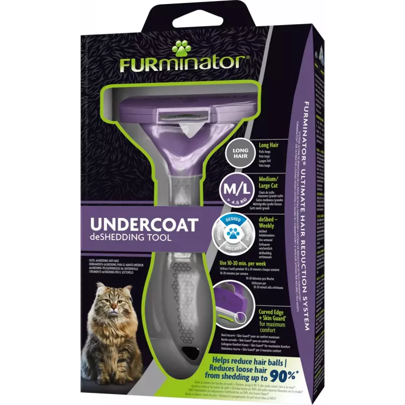 Entfilzungskamm FURminator FUR151357 für langhaarige Katzen (Ragdoll), schwarz, 270 g