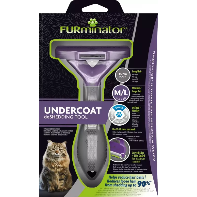 Entfilzungskamm FURminator FUR151357 für langhaarige Katzen (Ragdoll), schwarz, 270 g