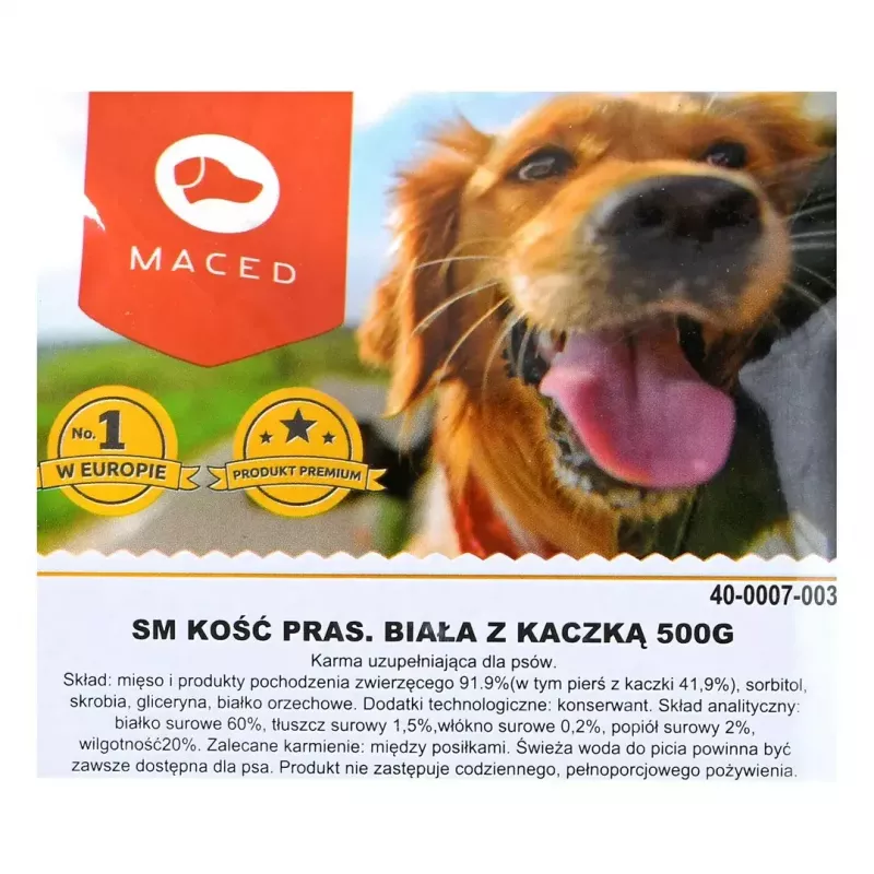 Hundekauknochen MACED Pressknochen mit Ente 500 g — Einkomponenten-Zahnpflegekauartikel für Hunde