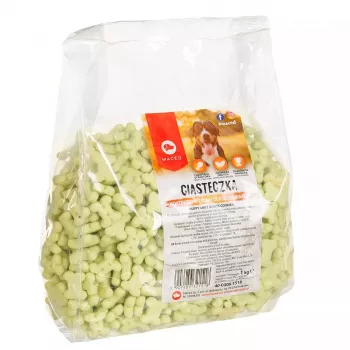 Hundetrainingsleckerlis MACED Puppy Mint Bones Kekse 1 kg — minzschmeckender Keks für Welpen, 1 kg Kunststoffverpackung