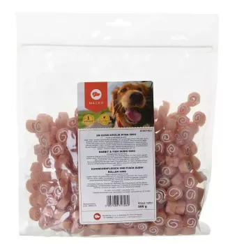 Weiche Hundeleckerlis MACED Sushi mit Kaninchen und Fisch 500 g – funktionale Trainingssnacks, Protein 30%, Fett 2%, Feuchtigkeit 23%