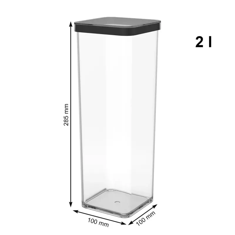 Futterbehälter rotho 1160608080 2 l Schwarz Transparent, 100×100×285 mm, Technopolymer