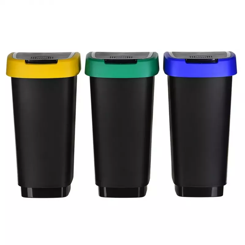Drei-Fächer-Abfallsortierer rotho Twist 3 × 25 L (Technopolymer, schwarz, 252×333×476 mm)