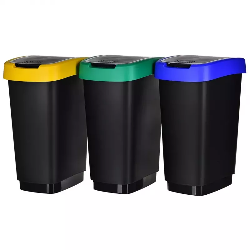 Drei-Fächer-Abfallsortierer rotho Twist 3 × 25 L (Technopolymer, schwarz, 252×333×476 mm)