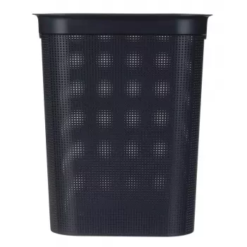 Wäschekorb rotho Brisen 50 l belüfteter Kunststoff-Wäschesammler mit Deckel und Aufhängeloch, schwarz, 340×431×529 mm