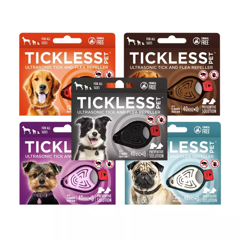 Ultraschall-Zeckenschutzgerät TICKLESS PET PRO-101BE für Katzen und Hunde, beige, 18 g, 1,5 m Reichweite, feuchtigkeitsbeständig
